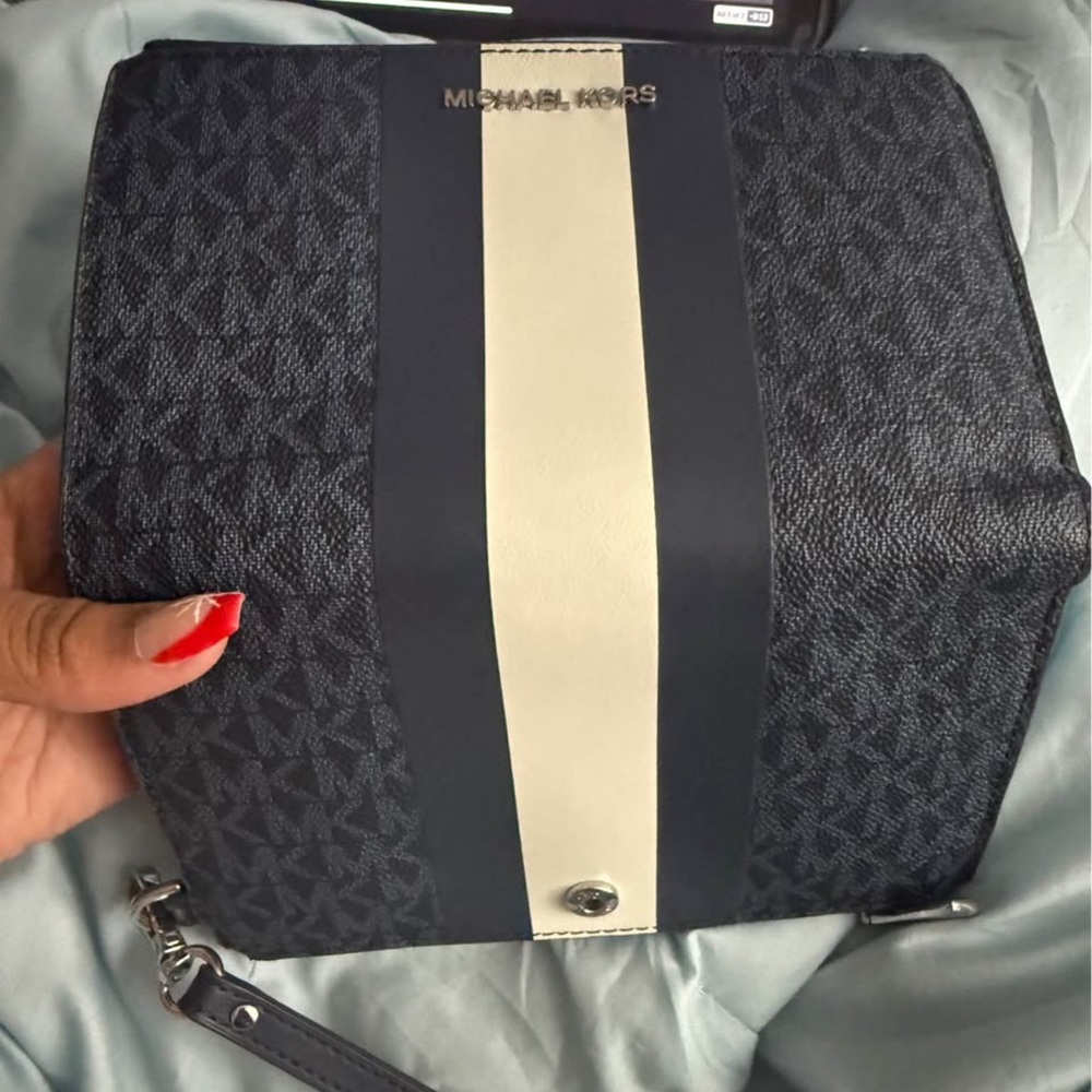 Michael Kors Navy and Cream Shoulder Bag